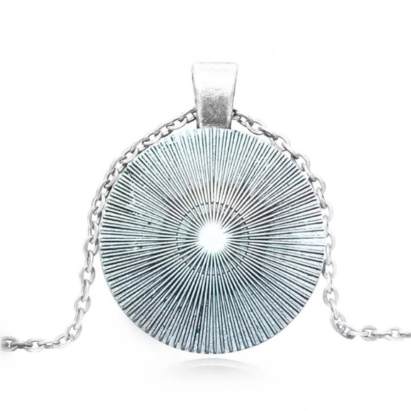 Blue Green Flower Of Life Glass/Silver Necklace - Picture 2 of 2