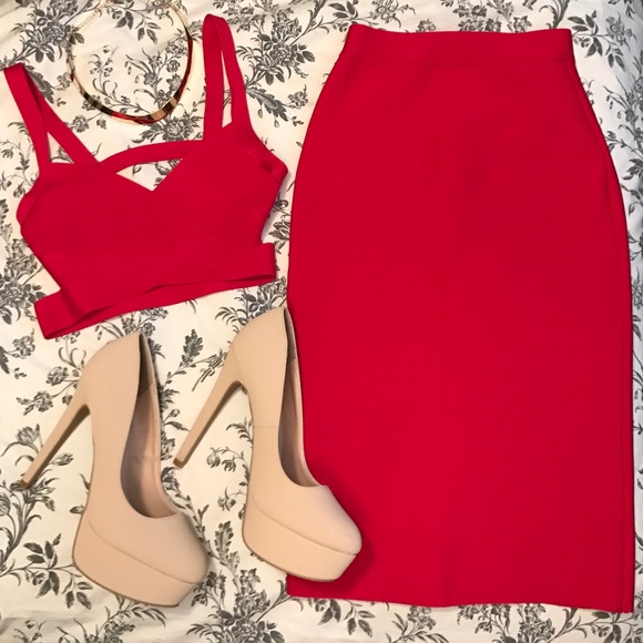 Red two piece outfit