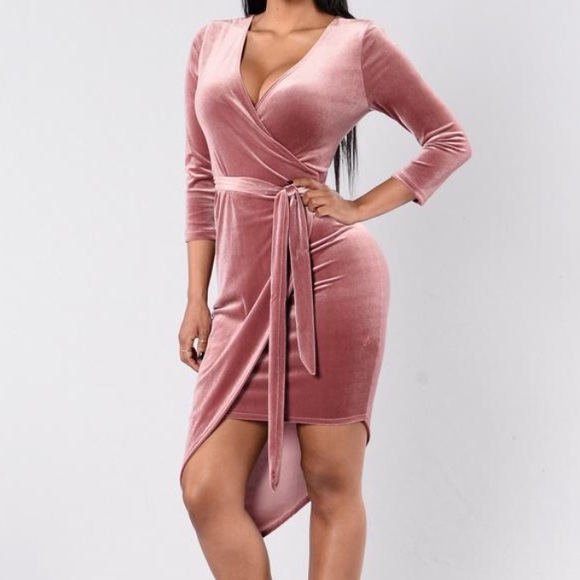 💕PINK VELVET WRAP DRESS💕