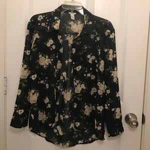 Forever 21 floral sheer long sleeve