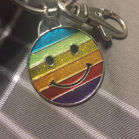 ✨Rainbow Smiley Face Keychain LGBT Gay Pride Shiny
