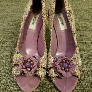 Moschino Ann Peep-Toe Canvas Heels