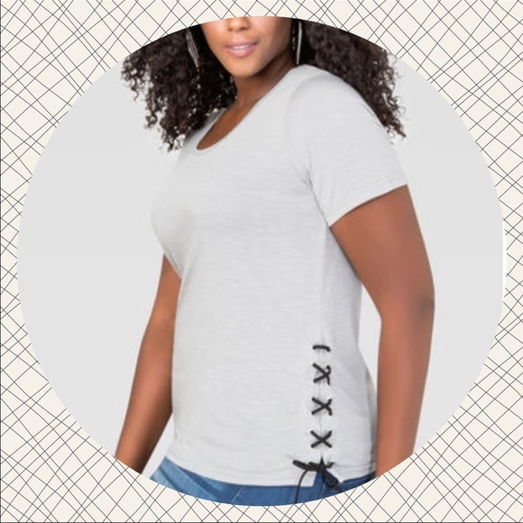 Ashley Stewart Tops - 🆕 Women's Scoop Neck Lace-Up Side Tee. Sz 14/16