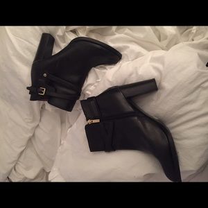 Ivanka Trump Black Heeled Booties w/ Gold