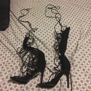 Black lace up heels