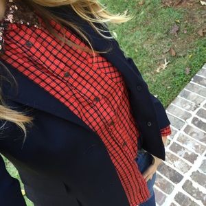 Merona Sequined-Collar Plaid Button Down L
