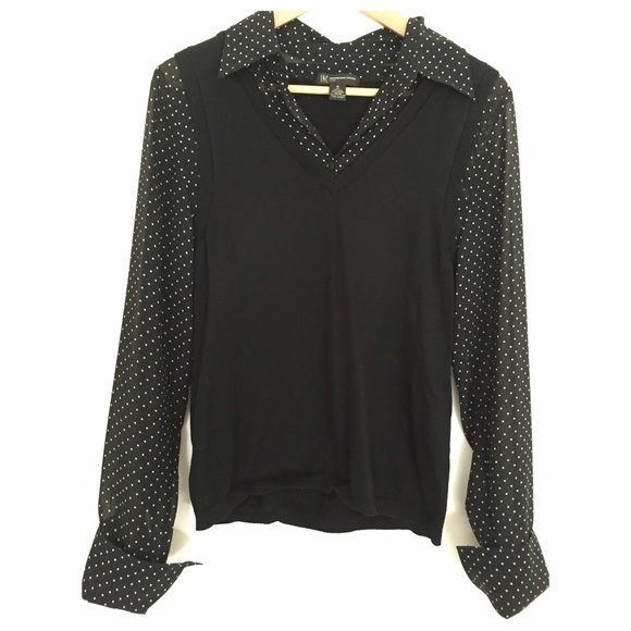 Blouse with knit vest and sheer sleeves - Picture 1 of 4