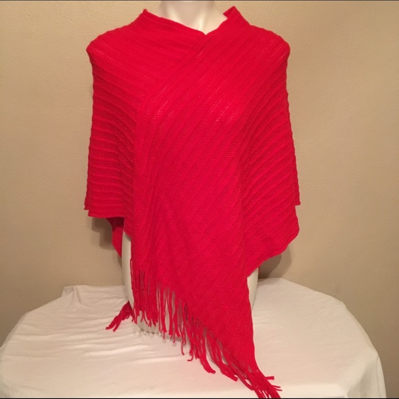 Classy Red Poncho Sweater