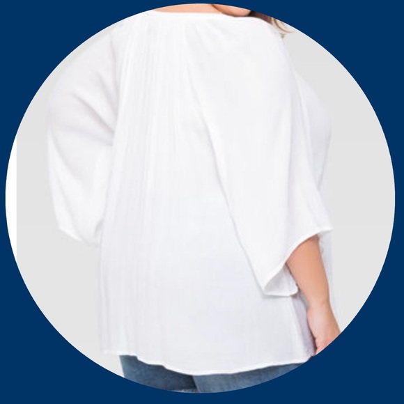 🆕 Women's White Gauze Button Front Peasant Top - Picture 3 of 4