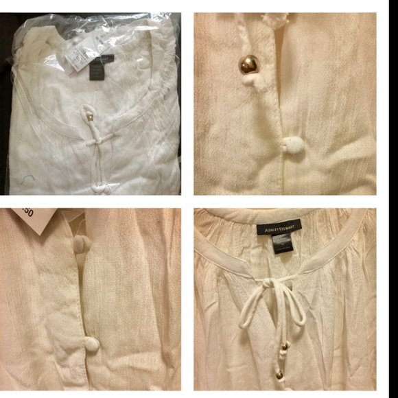 🆕 Women's White Gauze Button Front Peasant Top - Picture 4 of 4