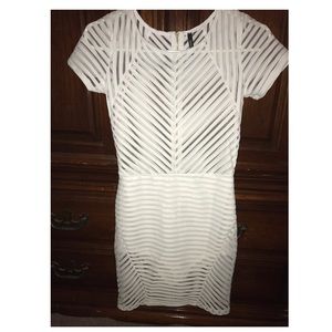 Stripped Abstract White Dress