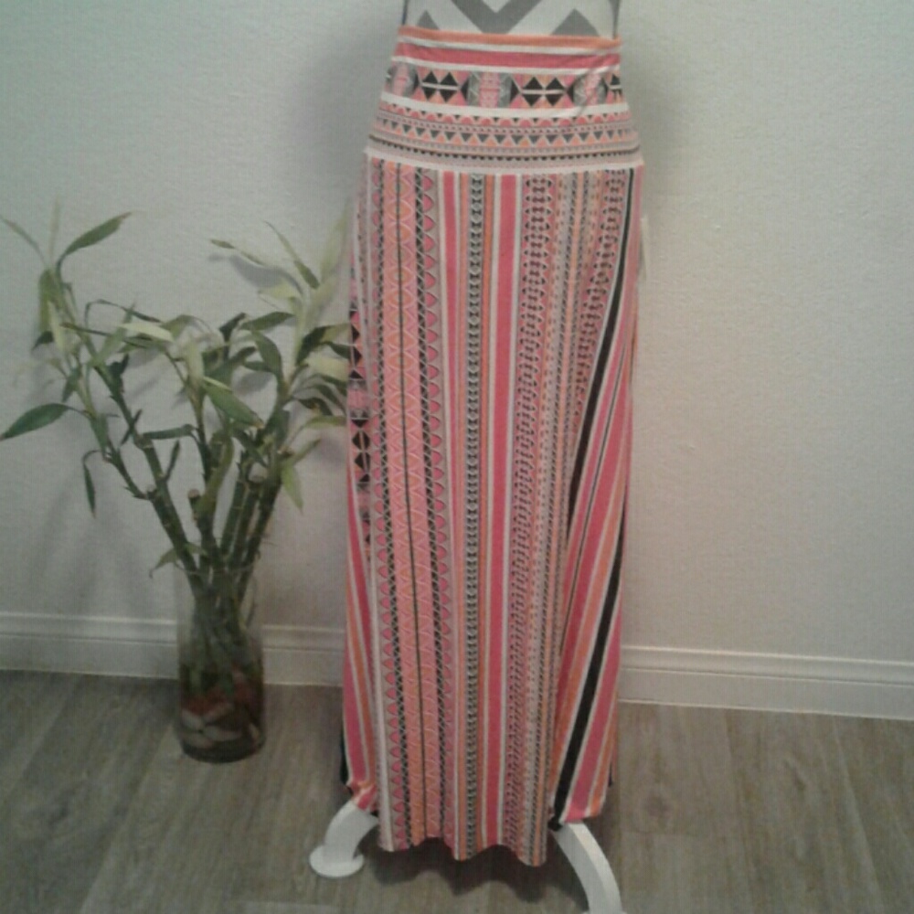 [NWT] ECI Stretch Multi-colored Tribal Maxi Skirt