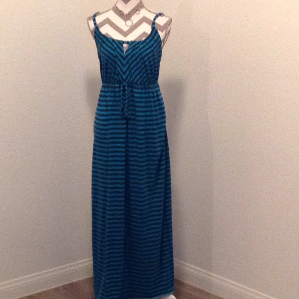 [GUC] Teal/Navy Striped Dress
