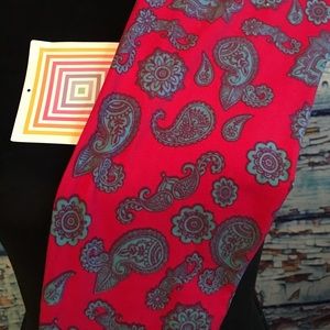 Lularoe NWT OS Leggings Cherry Red Teal Paisely