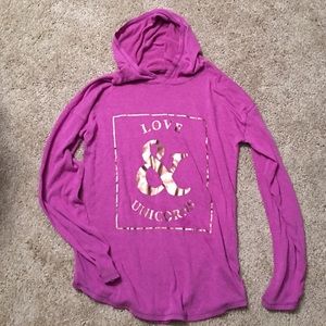 Light weight pullover "Love and Unicorns" hoodie
