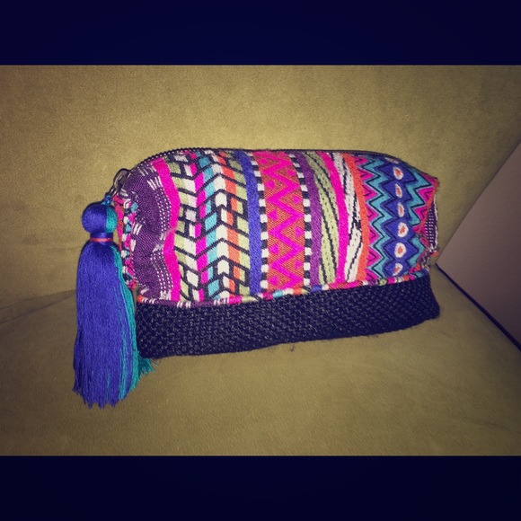 Aztec tribal boho chic cosmetic bag clutch
