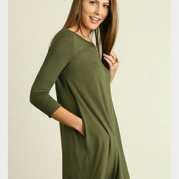 LAST Cappuccino  tshirt dress w scalloped hemline - Picture 2 of 4