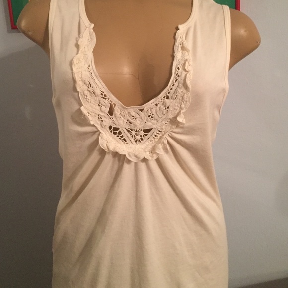 Cream Cotten tank top with embellished front