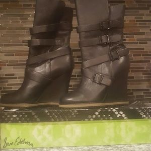 Sam Edelman Black Wedged Booties