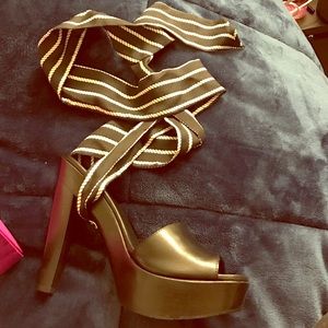 Amazing black silk tie sandal