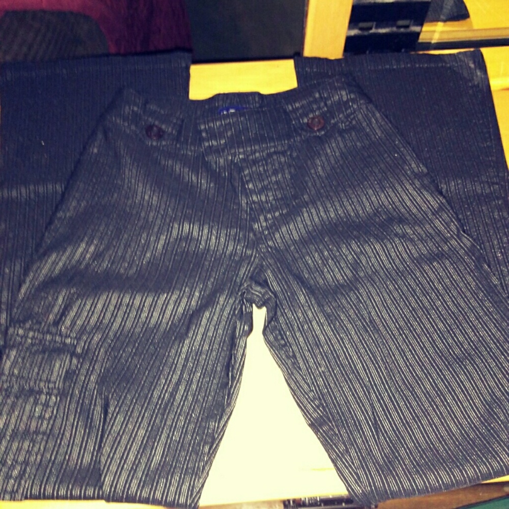 Black pinstriped dress pants