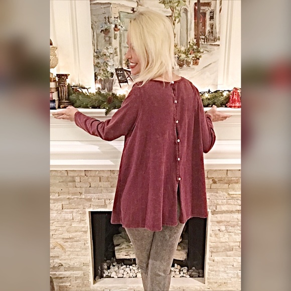 Beautiful mineral wash wine tunic- LAST CHANCE - Picture 3 of 4