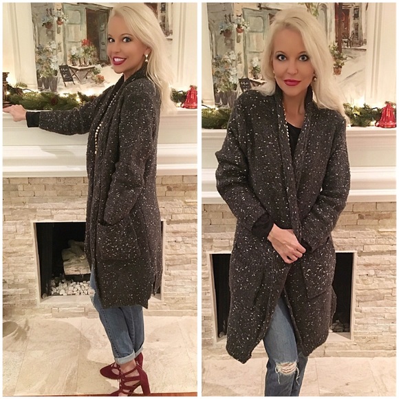 Black soft multi crochet cardigan coat! - Picture 2 of 3