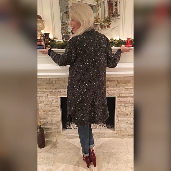 Black soft multi crochet cardigan coat! - Picture 3 of 3