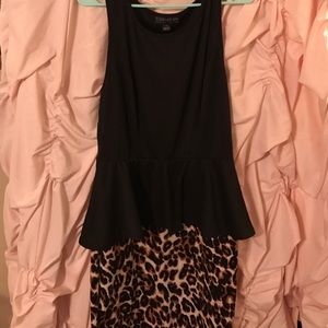 Black and leopard peplum dress