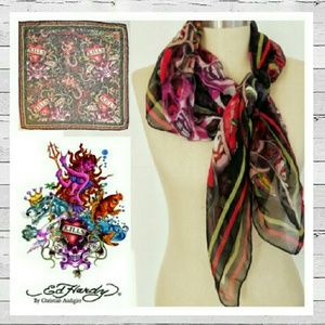 Ed Hardy She Devil "Love Kills Slowly" Silk Scarf Ed Hardy She Devil "Love Kills Slowly" Silk Scarf