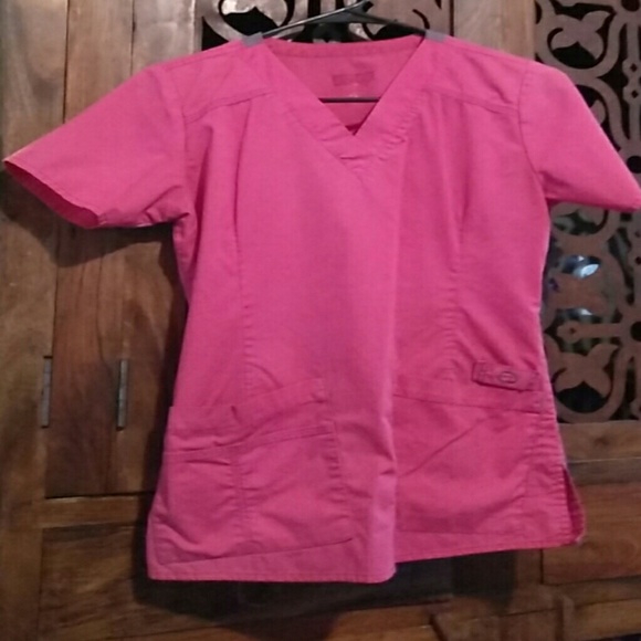 Pink and grey scrub top