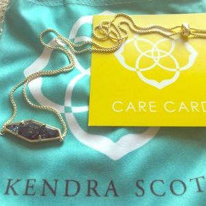 Kendra Scott Beth Necklace in Gold & Navy Crackle