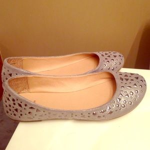 Cute gray flats, sparkly with silver beading