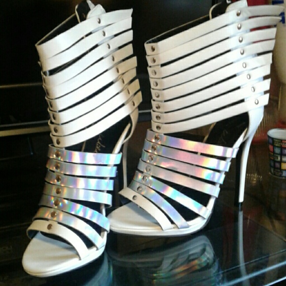 White and silver heels