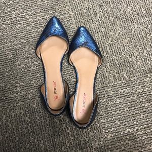Flats blue with snake print