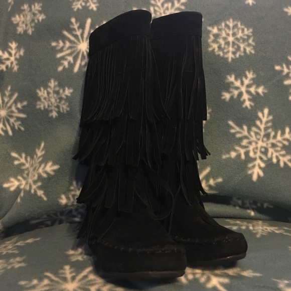 Toddler girl's suede fringe boots
