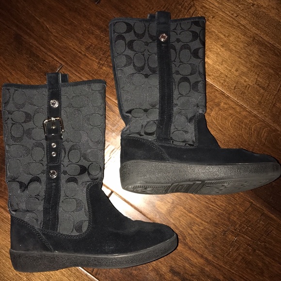 Coach Monogrammed Suede Boots
