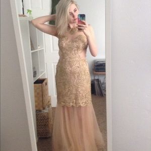 Gold lace mermaid style dress