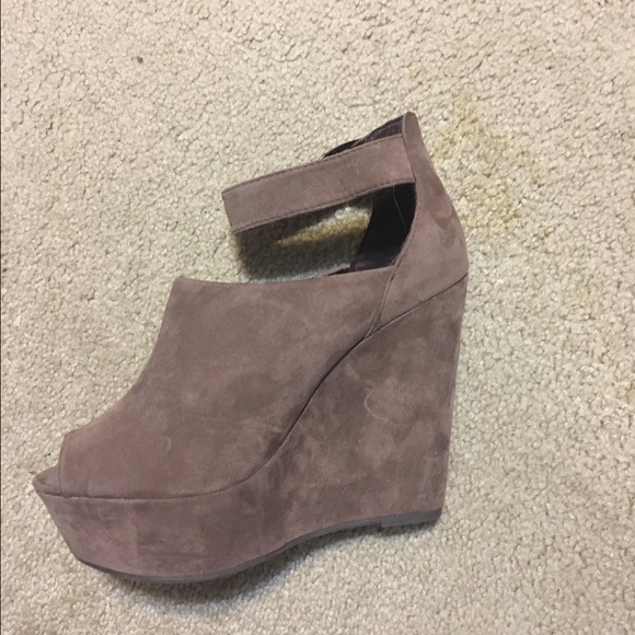 Taupe wedge booties