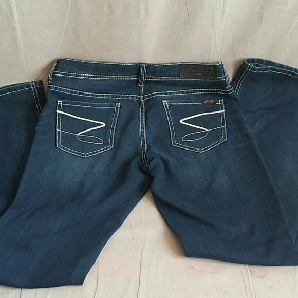 Women's Seven7 Pants Blue Jeans Flare 8x31 Denim - Picture 2 of 4