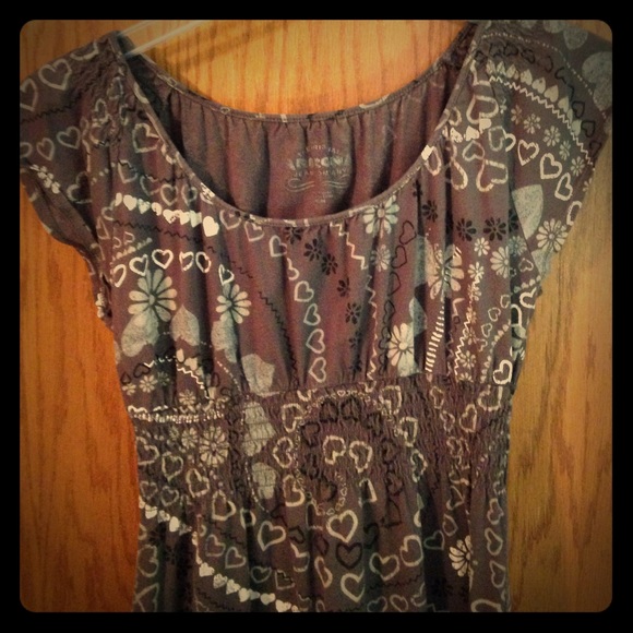 Knit dress, gray with black/white pattern