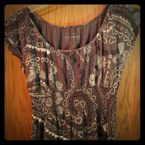 Knit dress, gray with black/white pattern