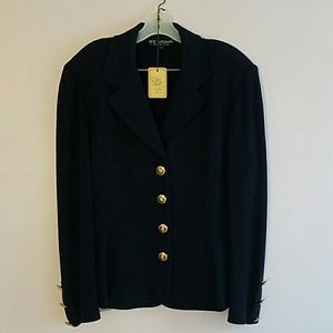 ST JOHN Basics Santana knit Navy Blazer Jacket, 12