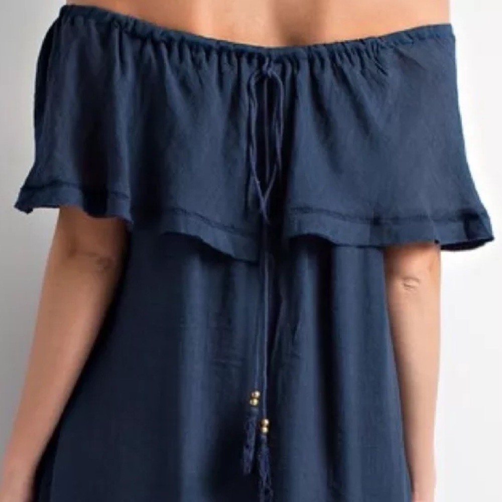 SWING DRESS Off the Shoulder Intricate Gauze Mini - Picture 3 of 6