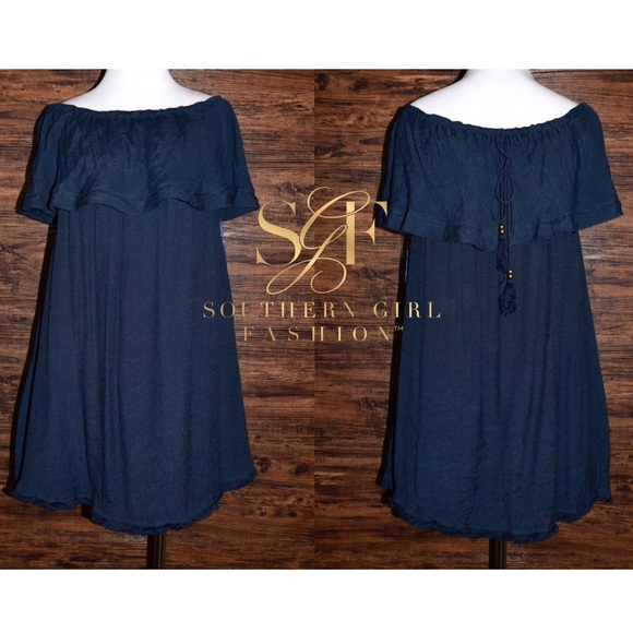 SWING DRESS Off the Shoulder Intricate Gauze Mini - Picture 4 of 6