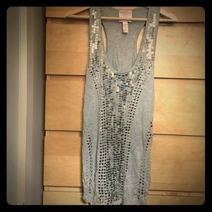 Gray sequin flowy tank top.