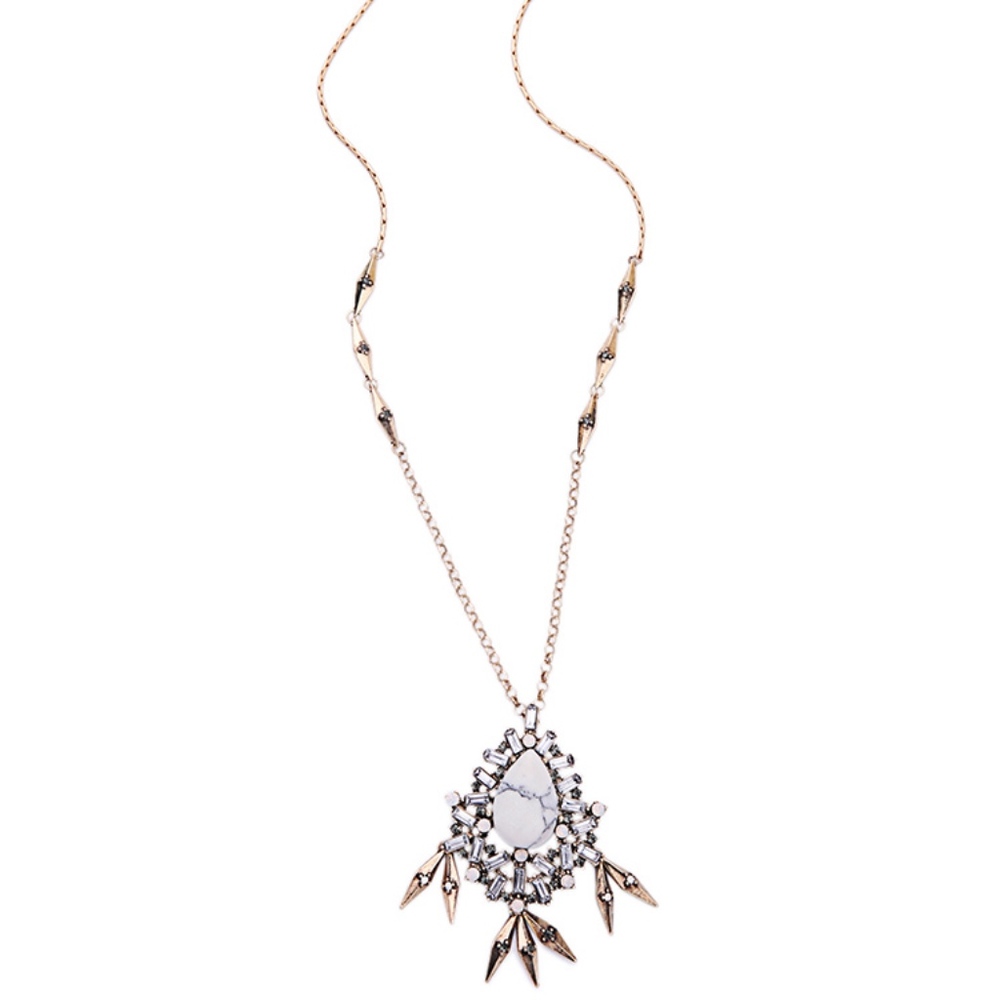 FINAL Howlite Stone and Metallic Fringe Pendant - Picture 3 of 6