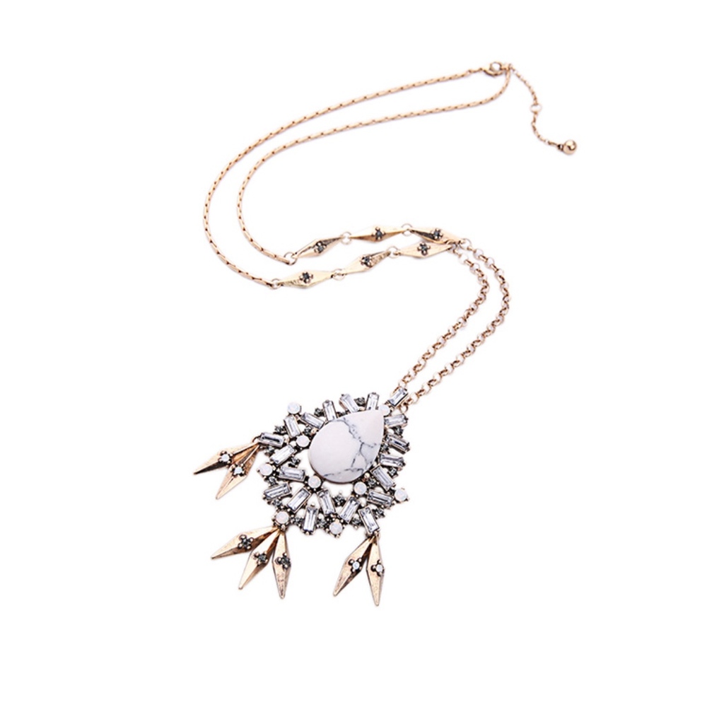 FINAL Howlite Stone and Metallic Fringe Pendant - Picture 2 of 6