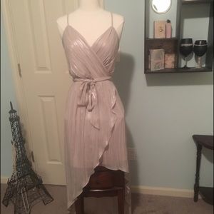 shimmering gold/nude high-low dress from Express