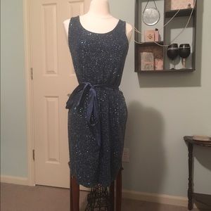Totally sparkly backless teal dress from express